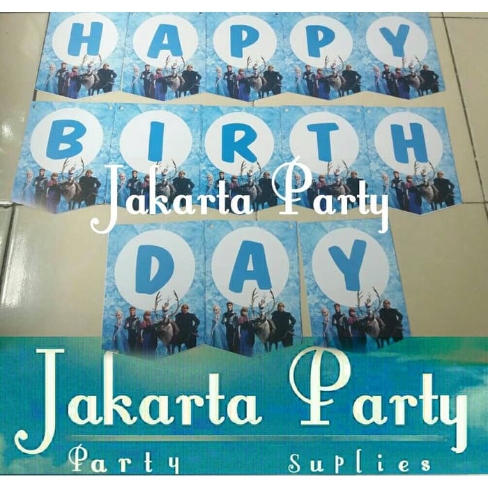 Banner HBD Frozen / Bunting Flag Frozen - Jakarta Party