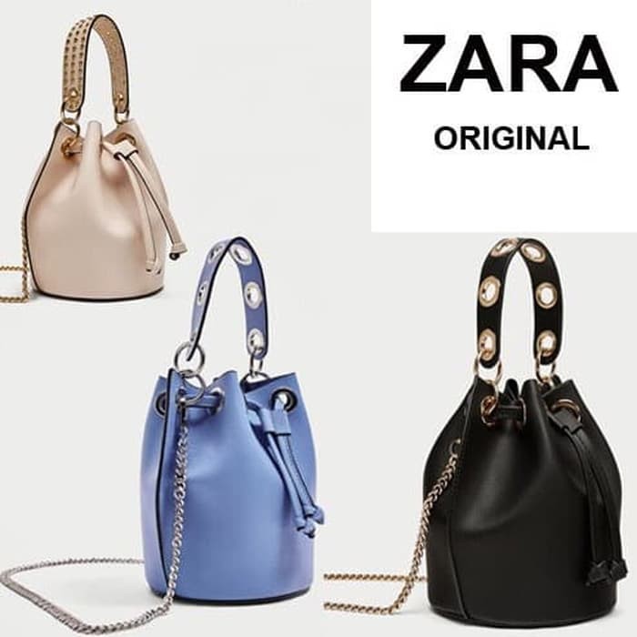 Tas Batam Tas Zara serut impor Mini Bucket Bag Original Import ZF - BBPINK