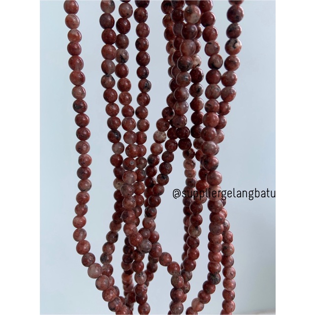 bahan red jasper 4mm natural batu alam akik gloss bahan gelang kalung