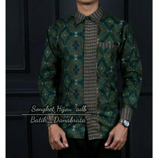 Danabrata Songket Batik Hrb026 Kemeja Batik Pria Modern Lengan Panjang M L Xl Xxl Asli Pekalongan