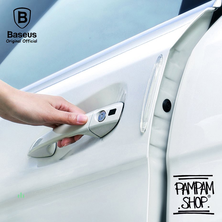 BASEUS ORIGINAL Airbag Bumper Strip Silikon Pelindung Pintu Mobil Kaca Spion Silicon Transparan