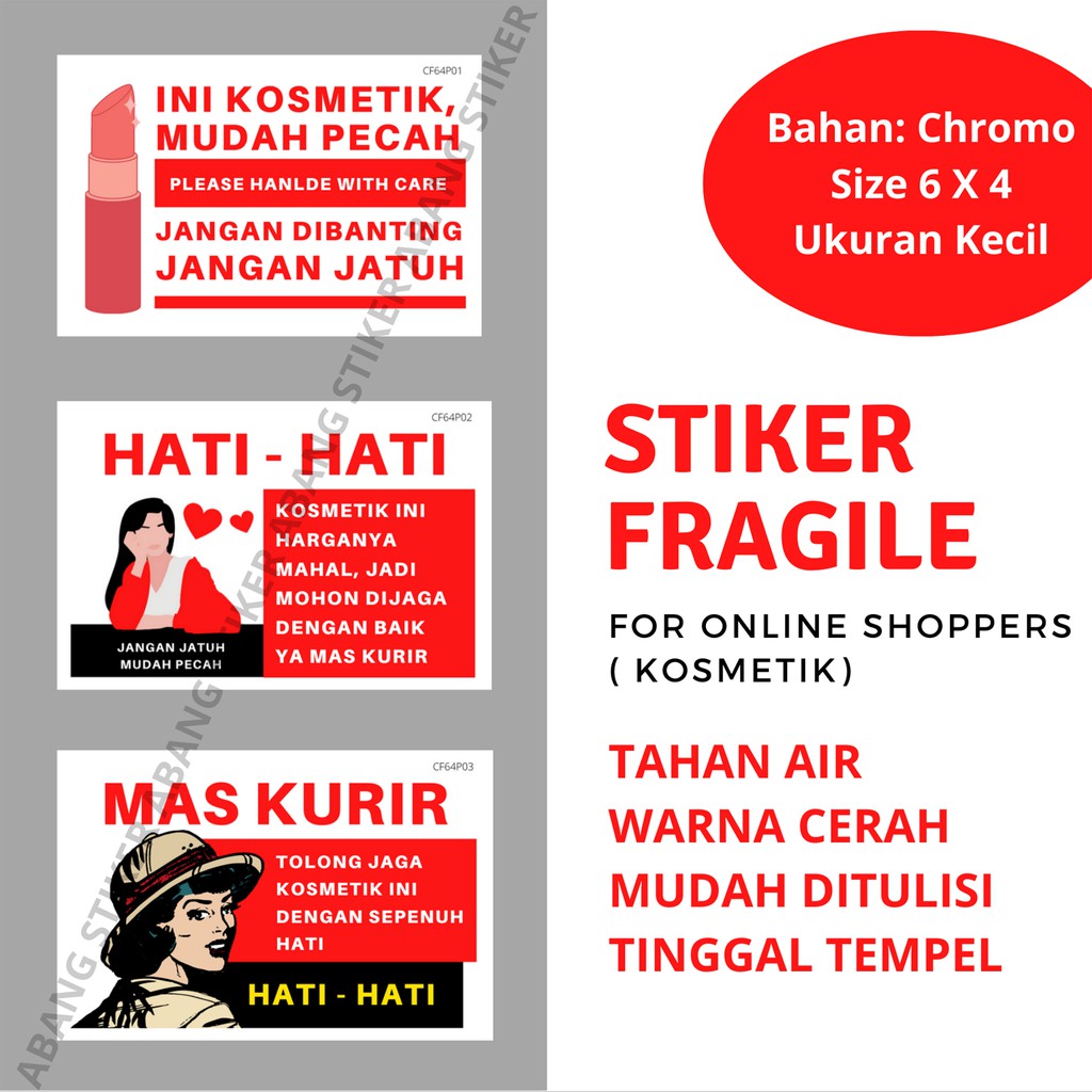 

Stiker Fragile Kosmetik 6 x 4 cm