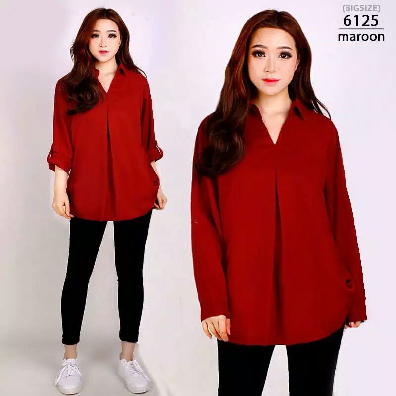 Atasan wanita polos/blouse wanita/atasan wanita jumbo polos kerah