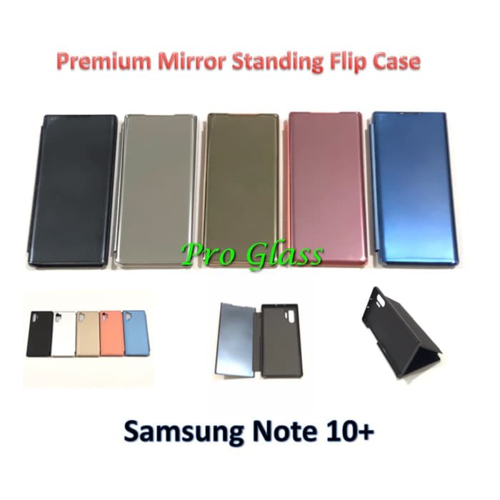 Samsung Note 10 / Samsung Note 10+ Clear View Mirror Standing Flip Cover Case Premium