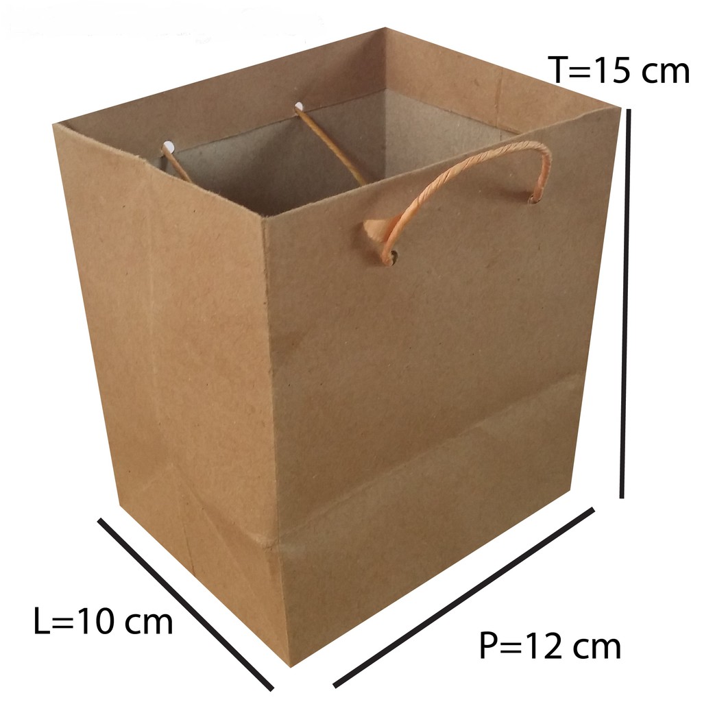 

Paper Bag Polos Custom Kraft Coklat Ukuran PLT 12x10x15 Bertali Kertas Cocok Buat Wadah Jar Murah OK