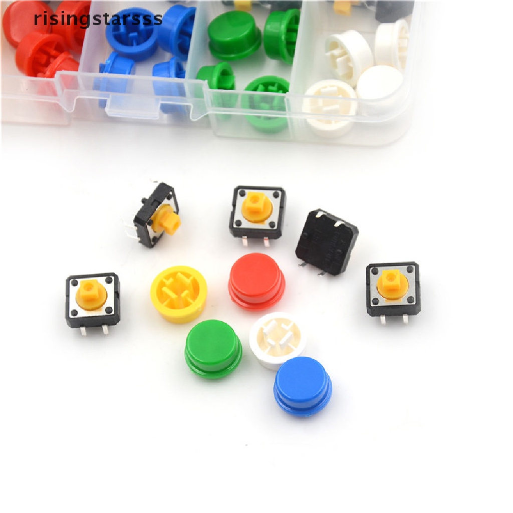 25 Set Tombol Tekan Momentary Tactile Micro Switch 4p Pcb Cap 12x12 X 7.3mm