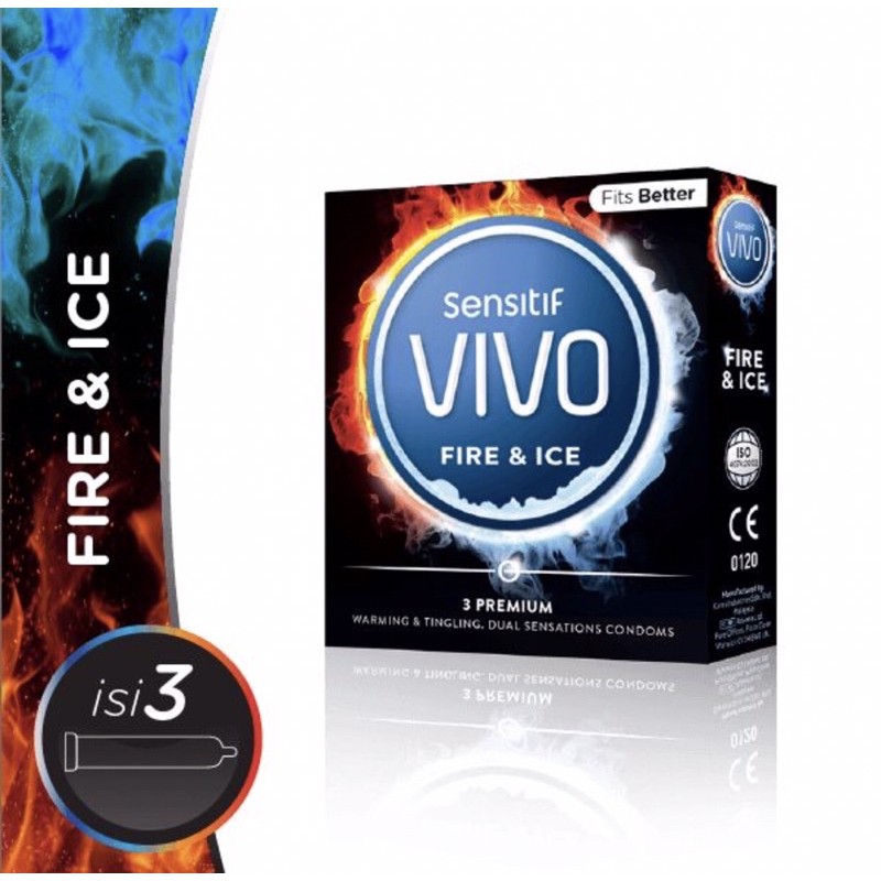 Kondom vivo fire &amp; ice isi 3 ( kondom sensasi berbeda ) privasi aman