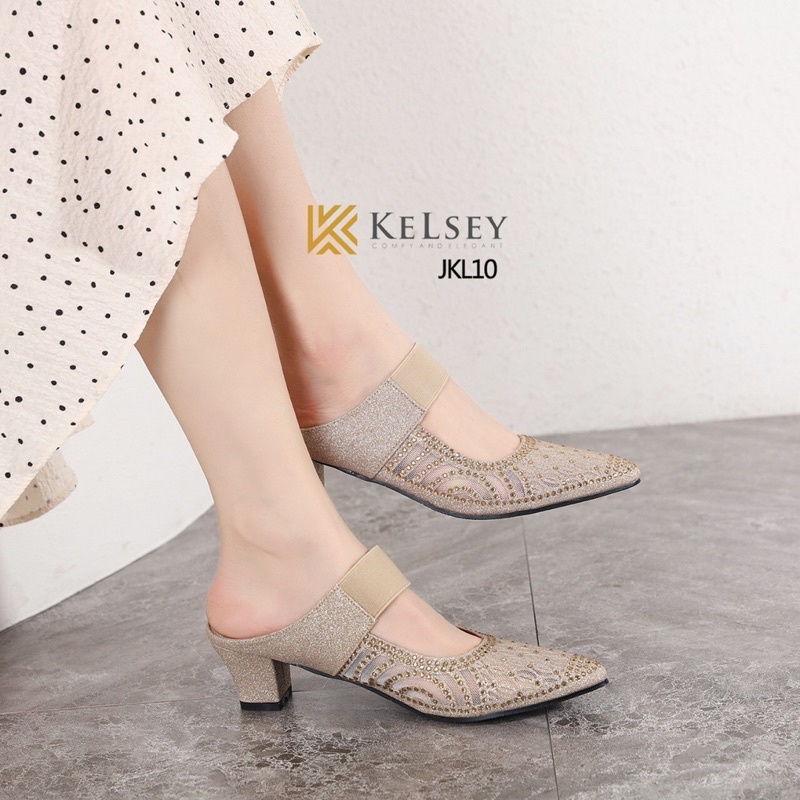 (GRATIS ALAS KAKI) NICOLE Sandal Heels Hak Tahu 5cm Wanita Kelsey JKL10