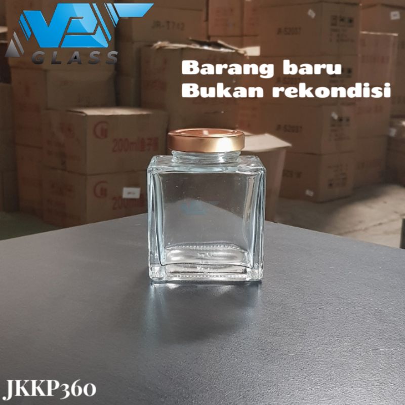 JKKP360 jar kaca square 360ml / toples kaca kotak 360ml tebal / toples kaca madu