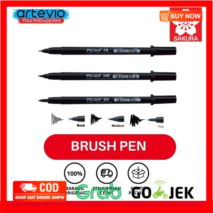 

(BISA COD) Drawing Pen / Brush Pen / Line Art Brush Pen / Sakura Pigma Brush Pen - FINE BLACK