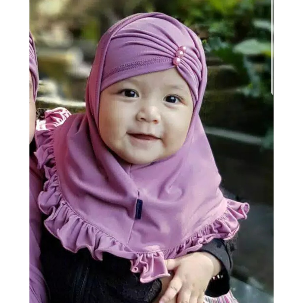 Hanaroo Hijab Jilbab Bayi, Anak (0-5 Tahun) &amp; Dewasa Kerut Bahan Jersey BA-03