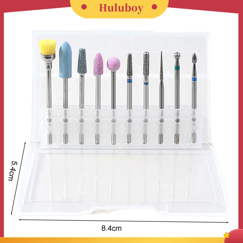 Huluboy Huluboy♡ 10pcs / Set Mata Bor Kuku Bahan Alloy Tungsten Untuk Manicure