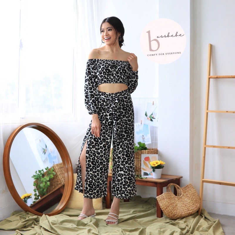crop top set leopard bossbebe