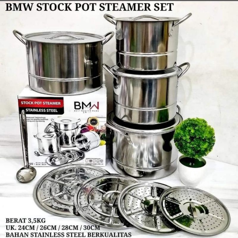 Stock Pot BMW Steamer Set Stainles Steel/Panci Set Steamer BMW /Panci Ukuran Besar Set Stainless