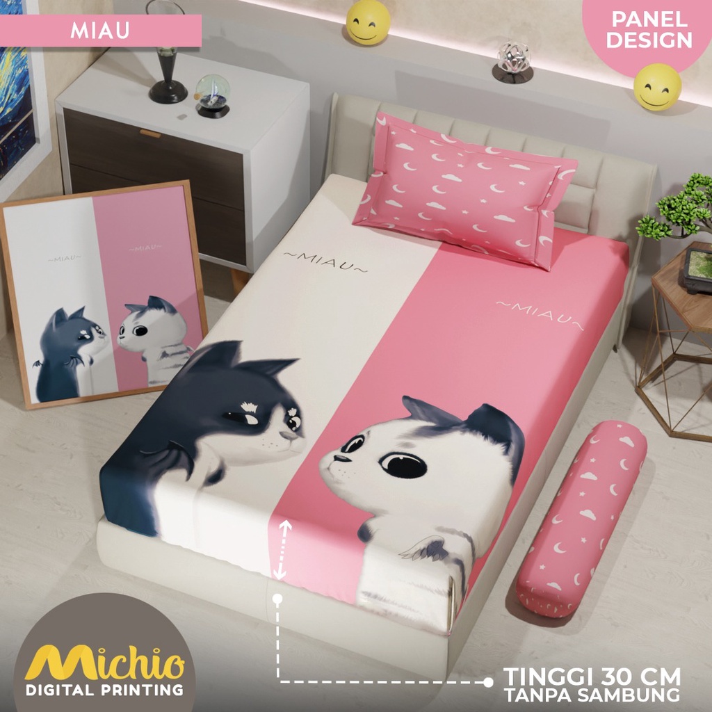 SPREI PANEL MICHIO TINGGI 30 180X200X30, 160X200X30 DAN 120X200X30 MIAU