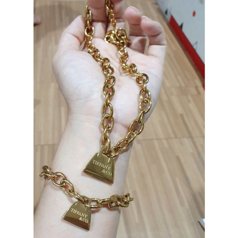 Kalung Gelang Titanium Asli Gold rantai tebal Premium Quality Anti karat anti alergi Stainless steel  Gt702