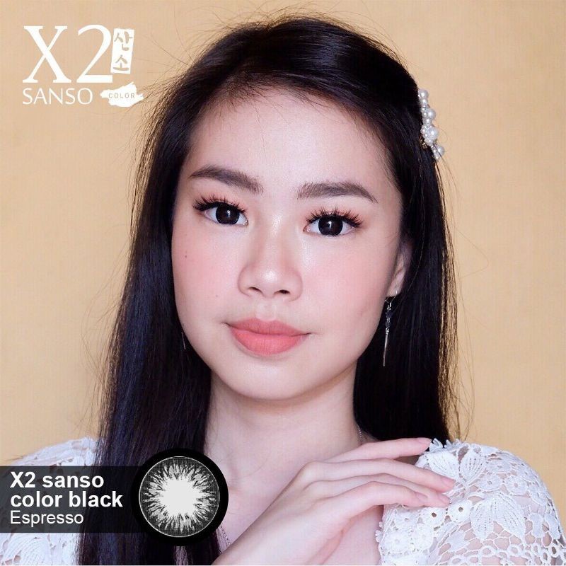 Softlens warna gelap water 57% X2 SANSO BLACK