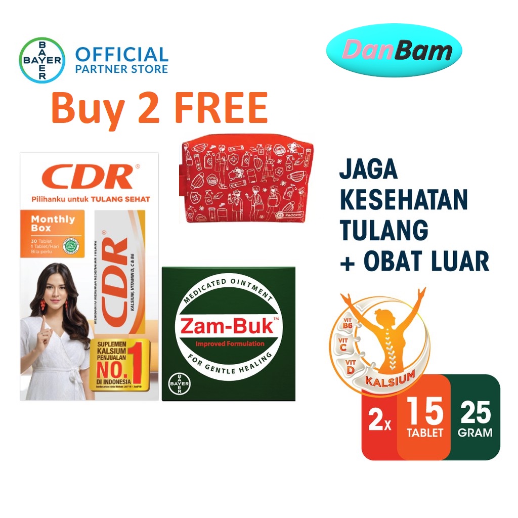 Paket Bulanan - CDR Suplemen Kalsium 30 Tablet &amp; Zambuk obat luar