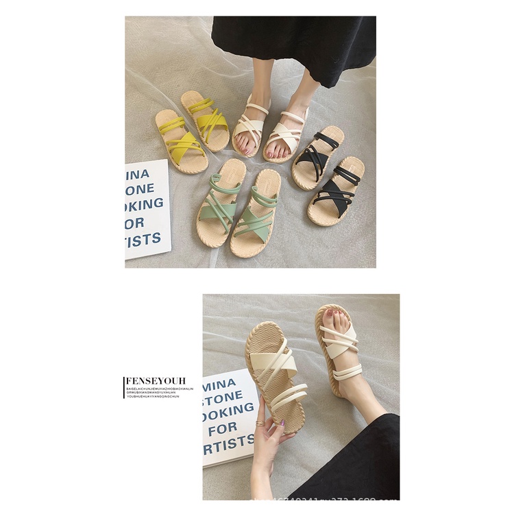 Sandal pantai fashion wanita sendal cewe korea lucu unik nyaman