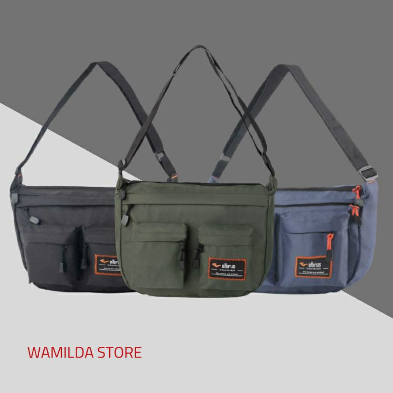 Tas Slingbag Kanvas 100% Unisex Pria Tas Selempang perahu saku dua Pria Tas Bahu Tas Sekolah Tas slempang Samping Kotak Sekolah Kuliah Distro Pria Elbruss Tas Gatget Wadah Hp Kuliah Tas Kerja Tas Laptop 14 in - Blue hitam Hijau army Abu