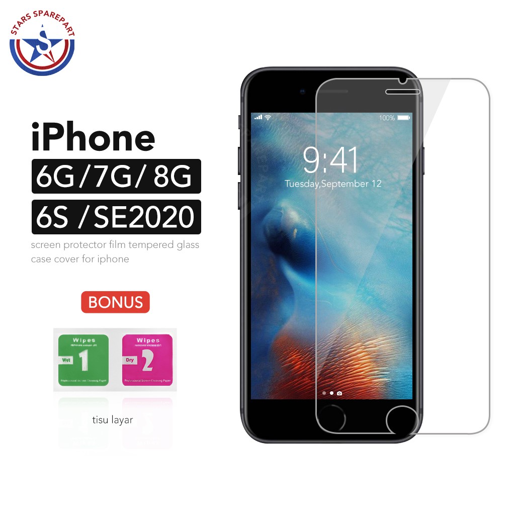Tempered Glass iPhone 6 6G 6S 7 7G 8 8G SE 2020 Ant   i Gores