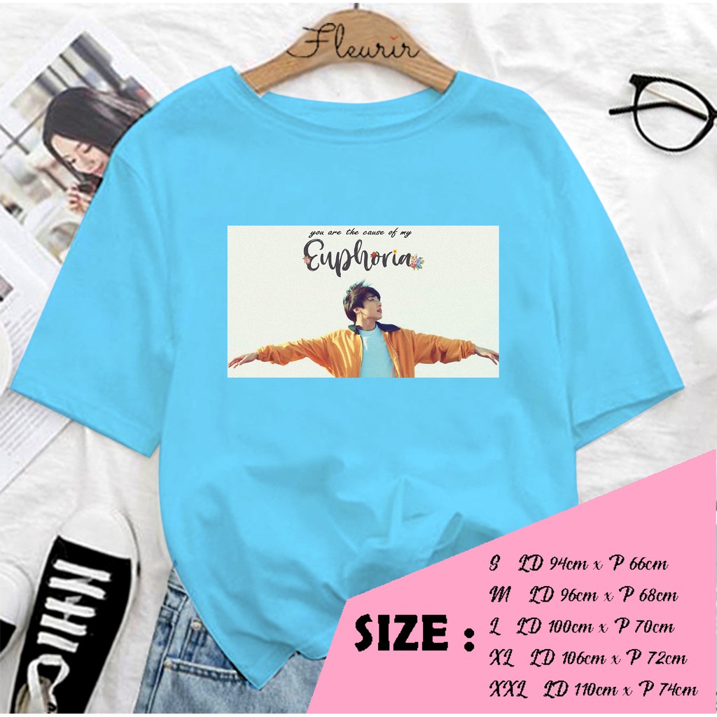 FLEURIR - KAOS EUPHORIA JUNGKOOK WANITA DEWASA LENGAN PENDEK TEE UNISEX WANITA PRIA