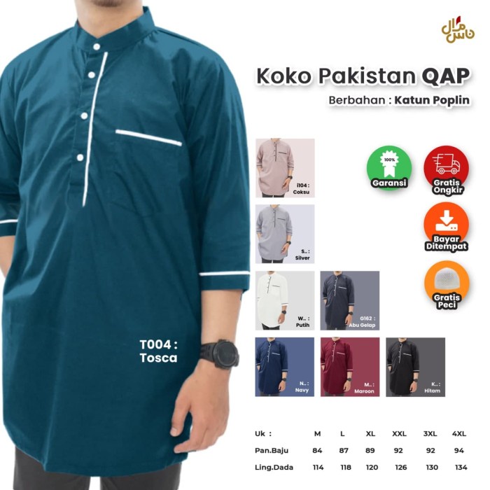 Baju koko koko kurta bahan katun bordir pria kekinian 2022 X2Q8 big size pakistan toyobo polos murah