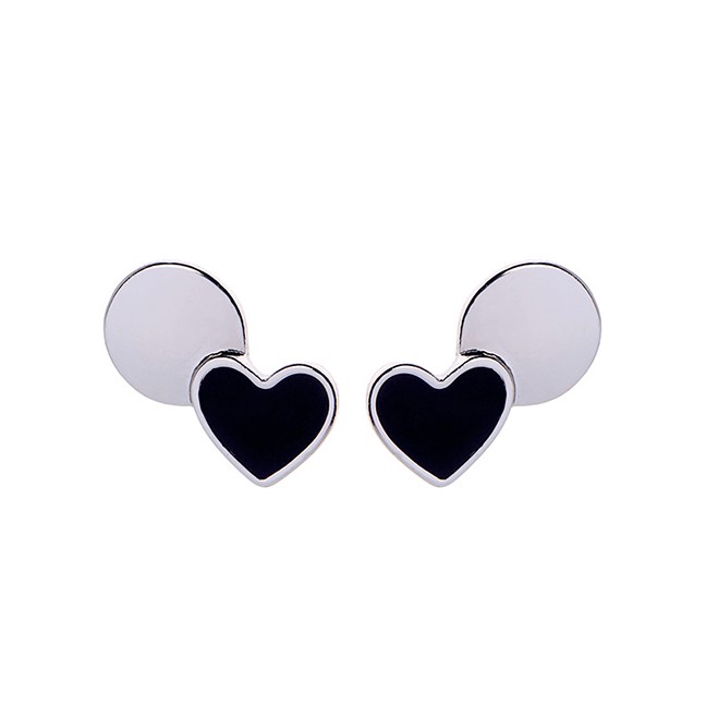 LRC Anting Tusuk Fashion Electroplating Drop Oil Heart-shaped Earrings F5344X