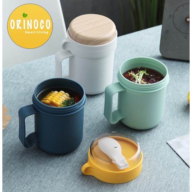 LUNCHBOX MODEL GELAS MUG SOUP ORINOCO ANTI TUMPAH FREE SENDOK