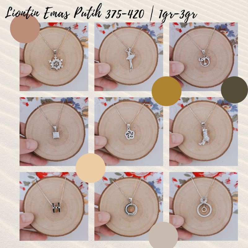 WAJIB TANYA STOK Realpic Liontin Emas Putih Asli Kadar 375 - 420 | 1gr - 3gr | Part 2