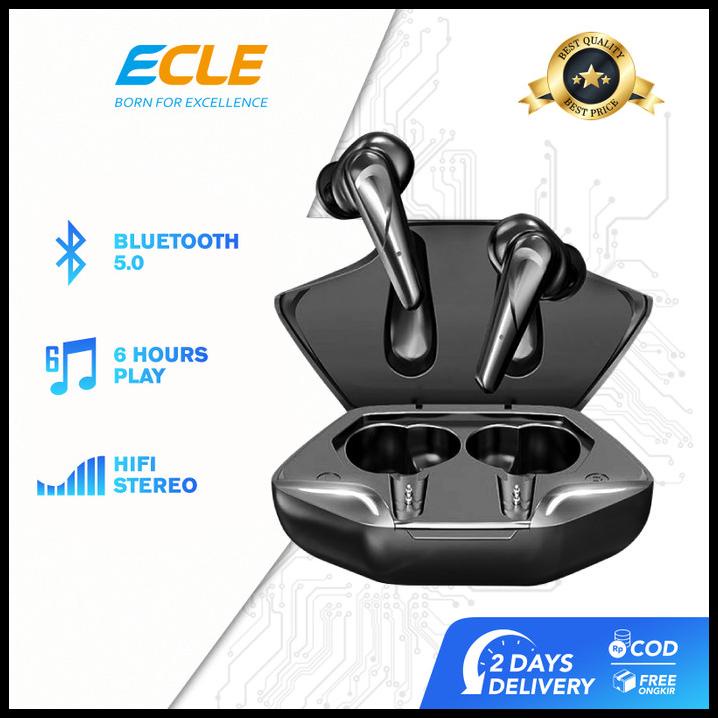 Ecle Tws Gaming Bluetooth Earphone Touch Wireless Charging Earbuds