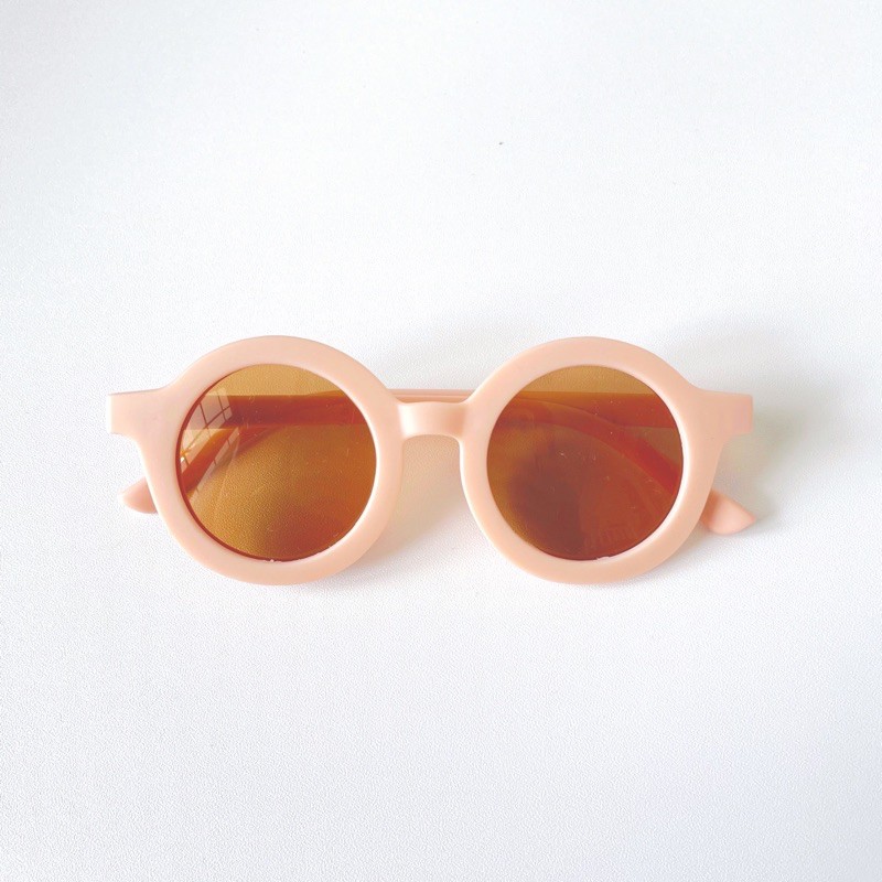 Little Whimsea Retro Sunnies / Kacamata Hitam Anak Unisex bentuk O/Kacamata Anak-Matte Peach