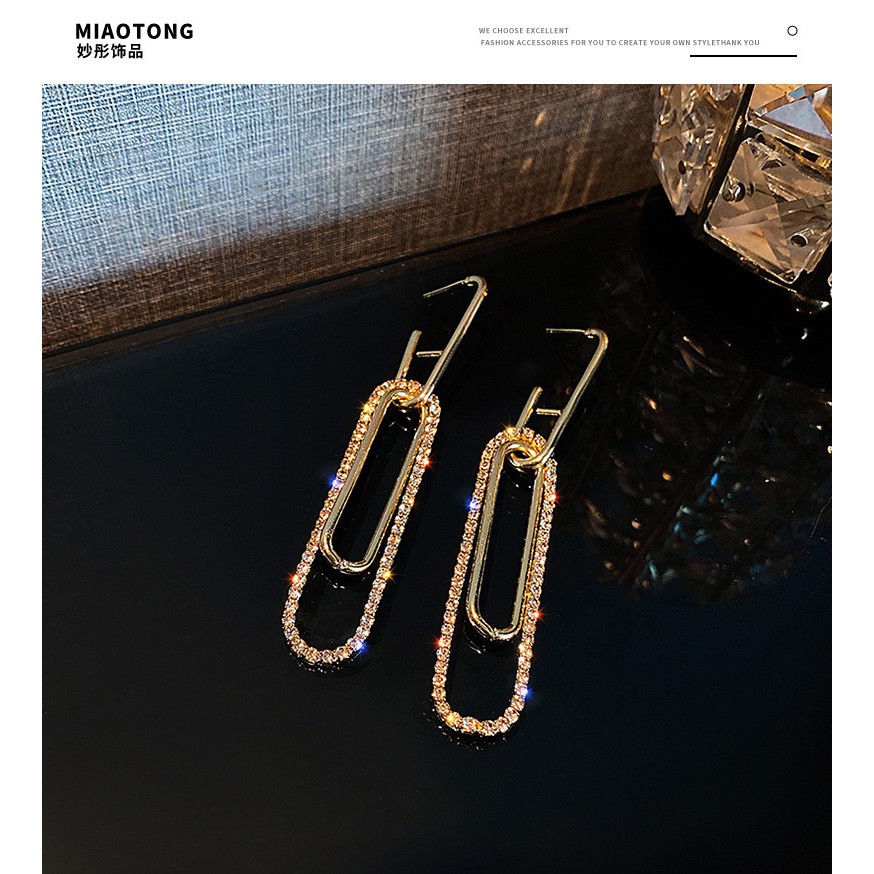 Jewerlyhouse.medan Anting Tusuk Gantung Panjang Hias Berlian Imitasi Gaya Perancis