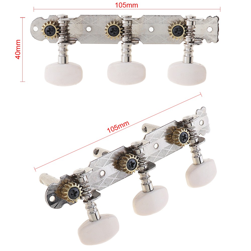 1 Pasang Tuning Pegs Bahan Metal Dengan Kepala Mesin Tombol Plastik Warna Putih Untuk Gitar Klasik Folk