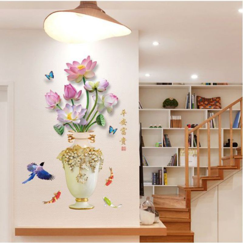 WALL STICKER 3D MODEL POT BUNGA GUCCI