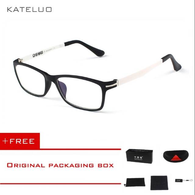 KATELUO , TUNGSTEN STEEL Kacamata Komputer Berbingkai Putih Hitam
