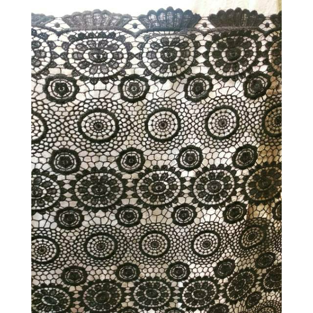 Kain Brokat Prada 3d Hitam Motif Bulat