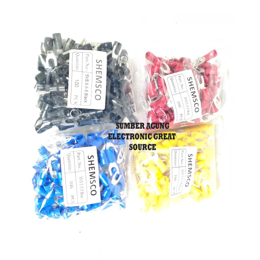 Skun Garpu 5mm SVS 5.5-5 5.5 Warna Merah Kuning Hitam Biru Skun Y Per