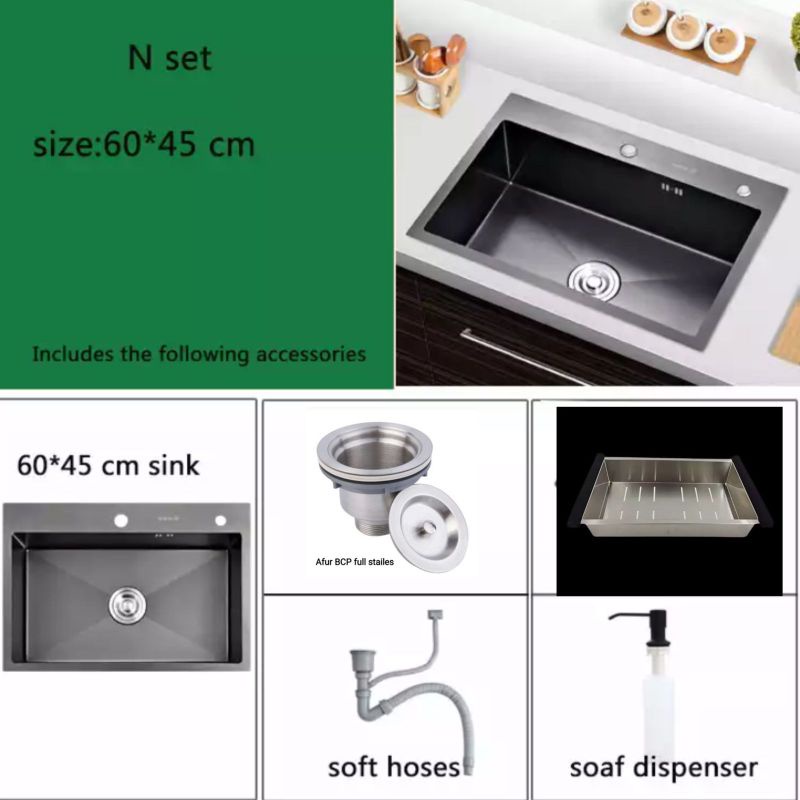 PROMO!! Paket Kitchen Sink GOLDEN HAND by ONAN 6045 BLACK/HITAM Bak cuci piring Stainless SUS 304