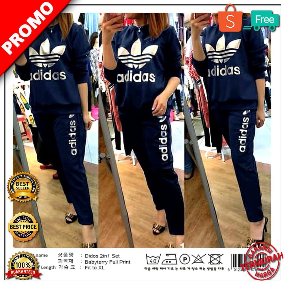 DISKON SET DIDOS NAVY Baju Setelan Wanita Baju Training ADIDAS STOK TERBATAS