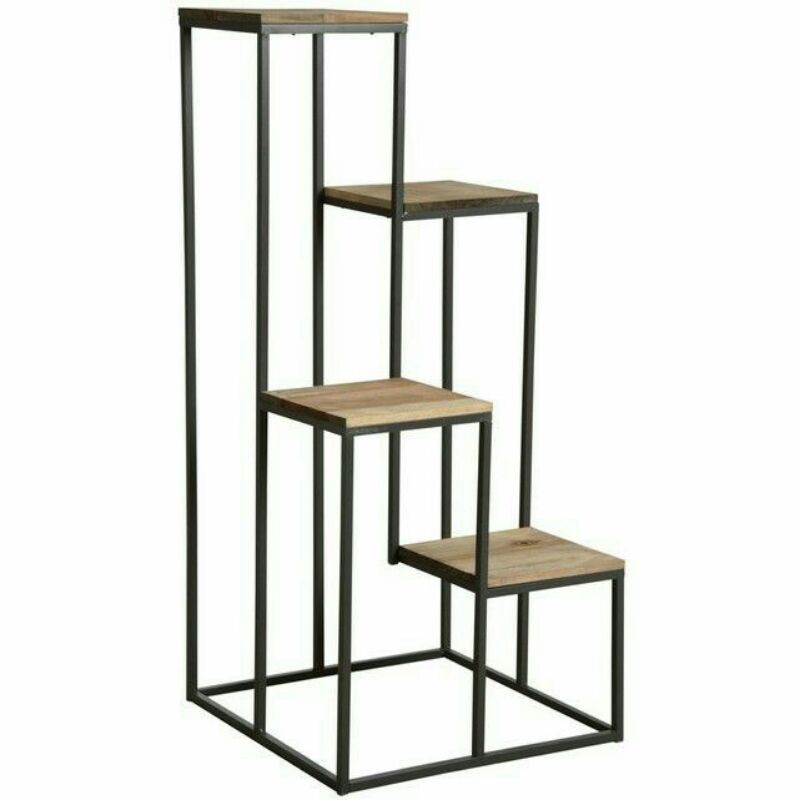 Rak bunga 4 susun besi Holo Alas Kayu