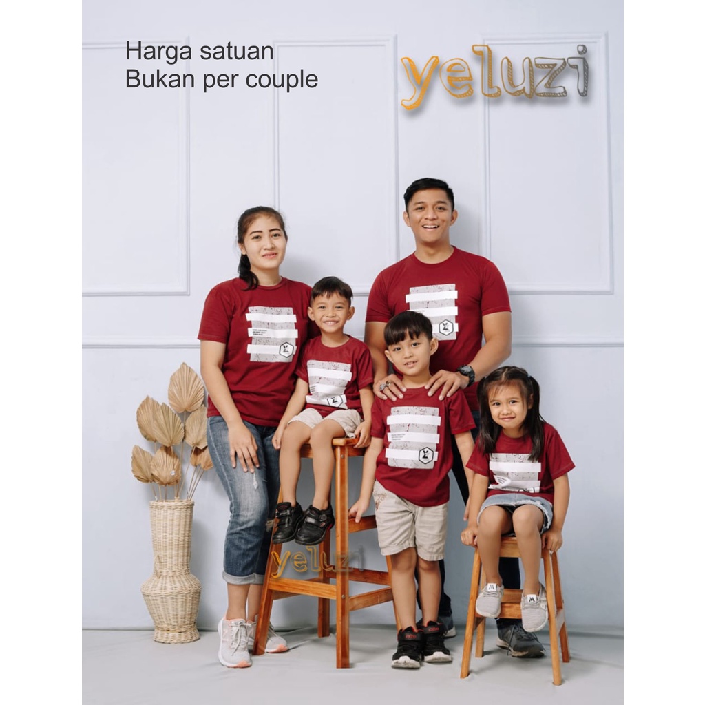 Kaos pakaian oblong Distro Couple sarimbit keluarga  Marun yeluzi