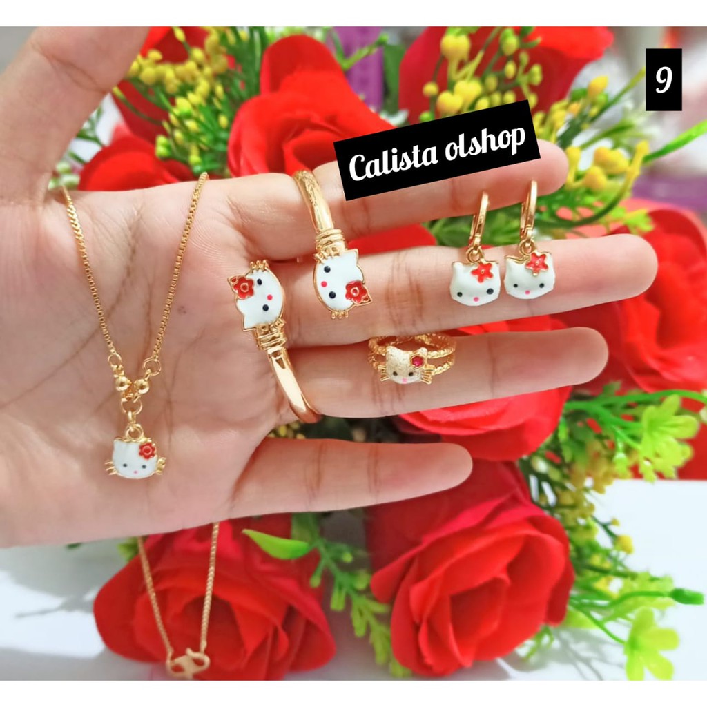 set anak banggel hello Kitty silver gold (COD)