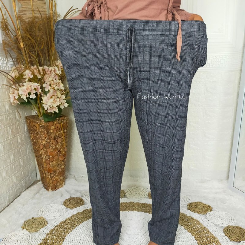 (BISA COD) CELANA PANJANG MOTIF KOTAK-KOTAK SIZE JUMBO/CELANA DOTTY KOTAK SUPER JUMBO XL-XXXL