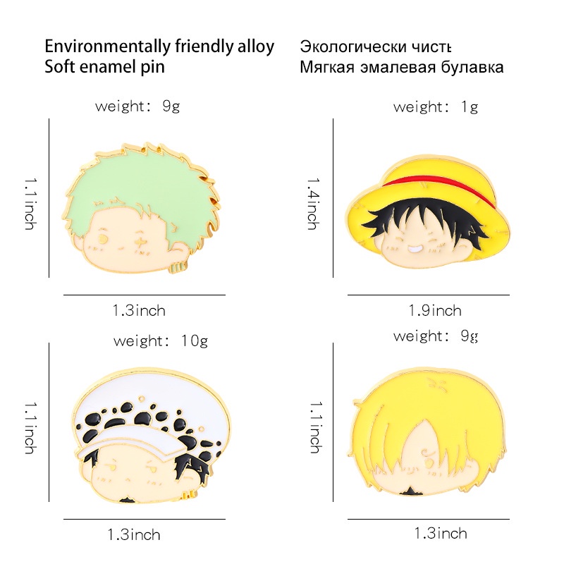 Bros Pin Enamel Desain Anime One Piece Luffy Zoro Rasanji Avatar Untuk Suvenir