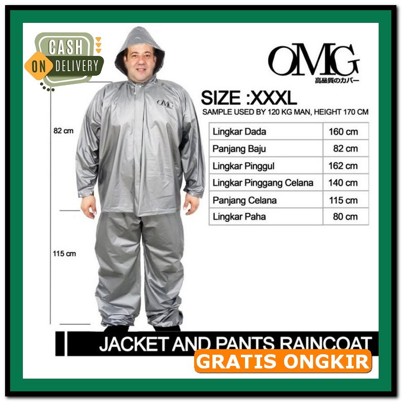 Jas Hujan Lengan Panjang Polos Murah Tebal Kuat Cowok Anti Rembes Pria Jas Hujan Jumbo Xxxl Omg Ja