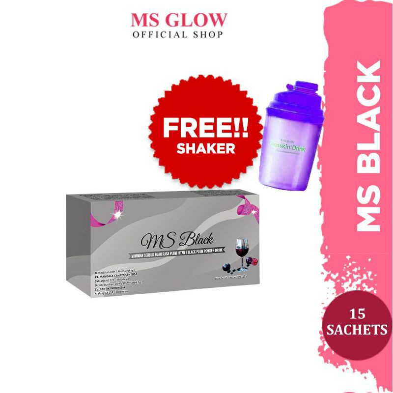 MS Glow MS Black Drink - Carbo Blocker- 1 Box isi 15 Sachet - Free Cup