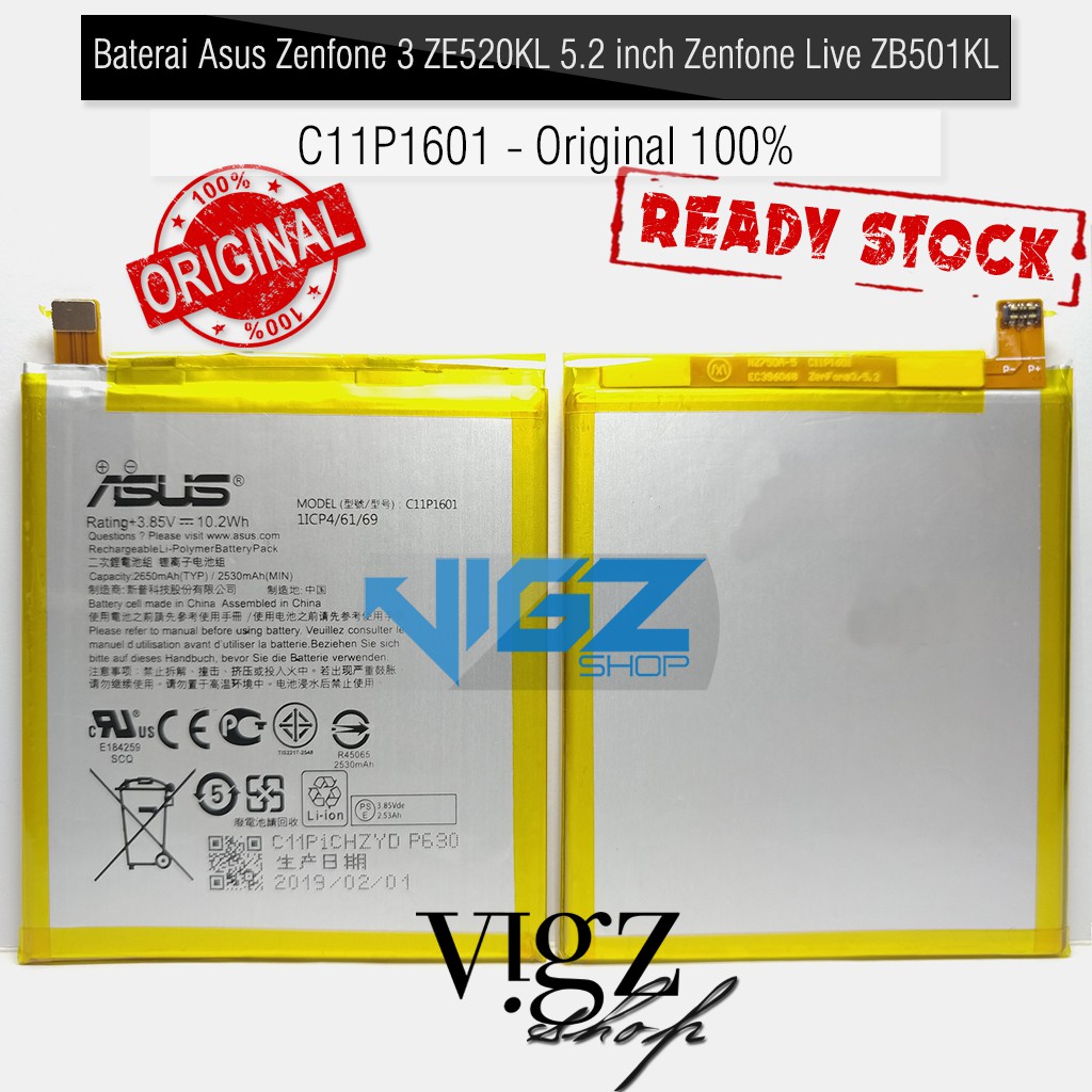 Baterai Asus Zenfone 3 ZE520KL 5.2 inch Zenfone Live ZB501KL C11P1601 Original 100%