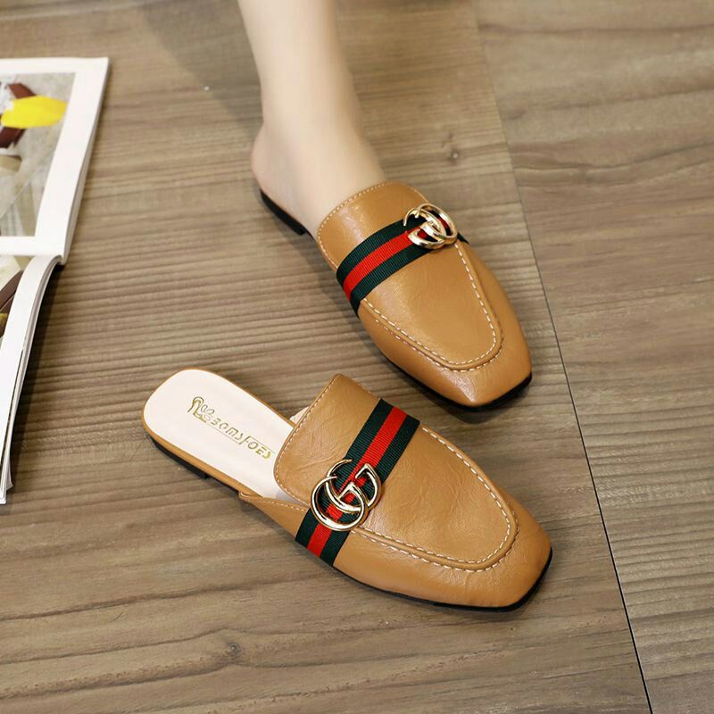 AGI23350 Sandal Slop Wanita Sandal Mules Fashion Import Horsebit CG Ready Jakarta Bisa COD (With Box)