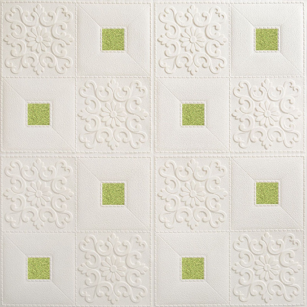 [COD] Wallpaper Dinding Foam 3D /Walpaper Stiker Dekorasi Dinding Kamar Murah Wallfoam High Quality 70X70CM-GLITER HIJAU 70*70CM